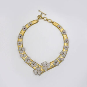 Guess Lily Multi flowers Detail Gold Tone Necklace