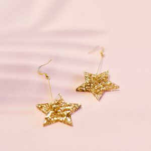 9ct Yellow Gold Patterned Star Earrings