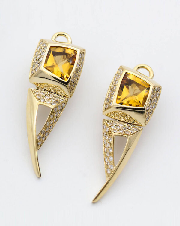 9ct Yellow Gold Crystal Hoop Earrings - Image 2