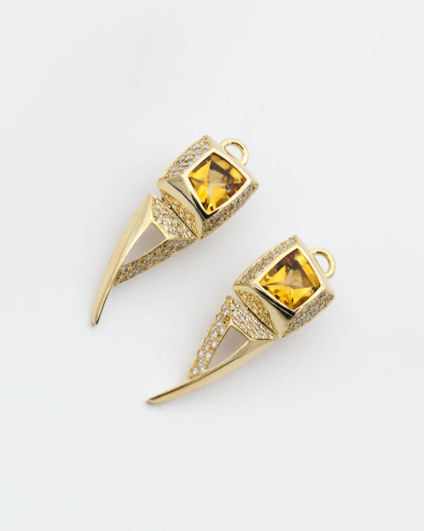9ct Yellow Gold Crystal Hoop Earrings - Image 3