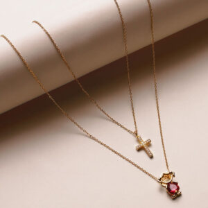 Double Chain Children's 9ct Yellow Gold Cubic Zirconia