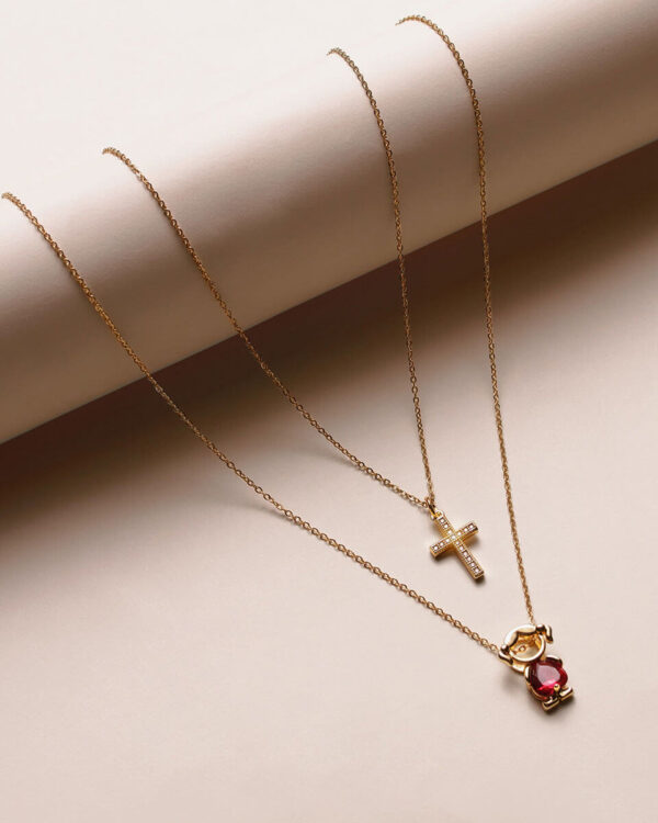 Double Chain Children's 9ct Yellow Gold Cubic Zirconia