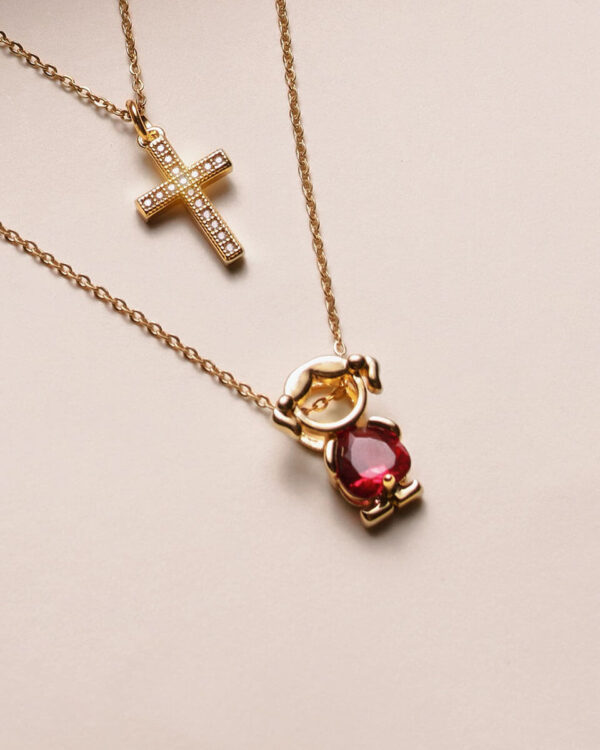 Double Chain Children's 9ct Yellow Gold Cubic Zirconia - Image 2