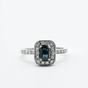 White Gold Bella London Blue Topaz & Cubic Zirconia Ring