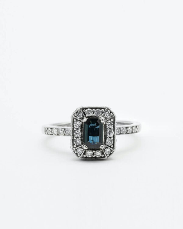 White Gold Bella London Blue Topaz & Cubic Zirconia Ring
