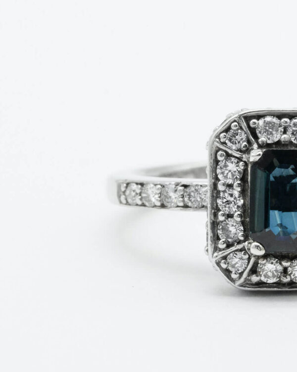 White Gold Bella London Blue Topaz & Cubic Zirconia Ring - Image 2