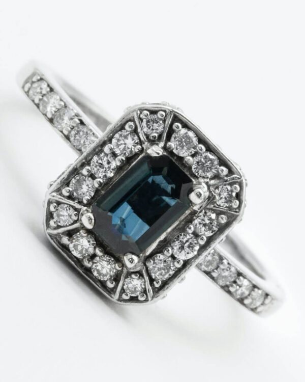 White Gold Bella London Blue Topaz & Cubic Zirconia Ring - Image 3